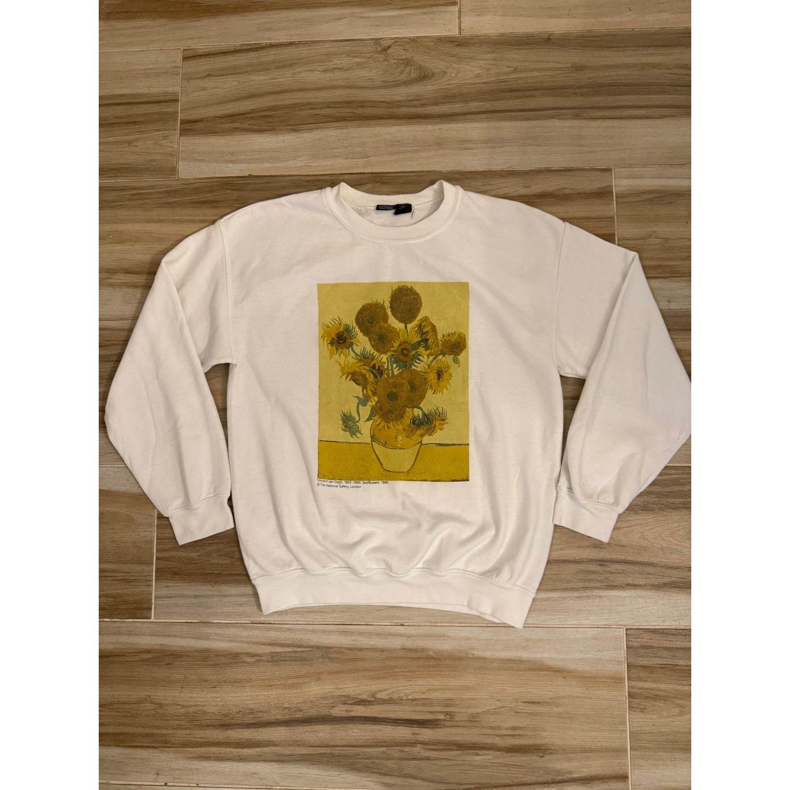 The National Gallery Vincent Van Gogh Sunflowers White Sweatshirt Small Uk Made